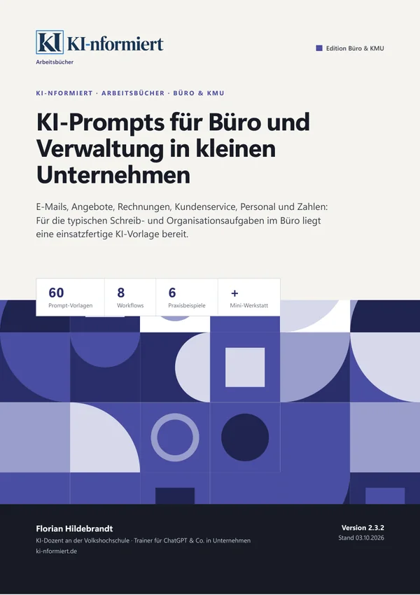 Buchcover: KI-Prompts für Büro und Verwaltung in kleinen Unternehmen