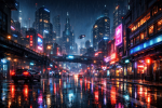 Headerbild zum Artikel: Bild-Prompt-Guide #3 - Sci‑Fi-Cityscape bei Nacht: Neon, Regen und Reflexionen (Basis- bis Optimierungs-Guide)
